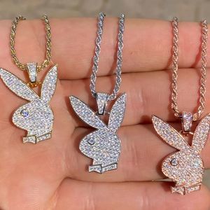 Real 925 Silver Playboy Bunny Necklace Iced Out - Stamped